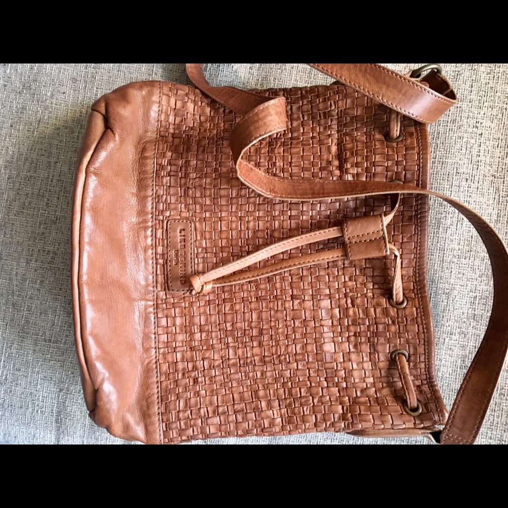 Liebeskind Woven Drawstring Crossbody Bag in Cognac Brown - Picture 3 of 14
